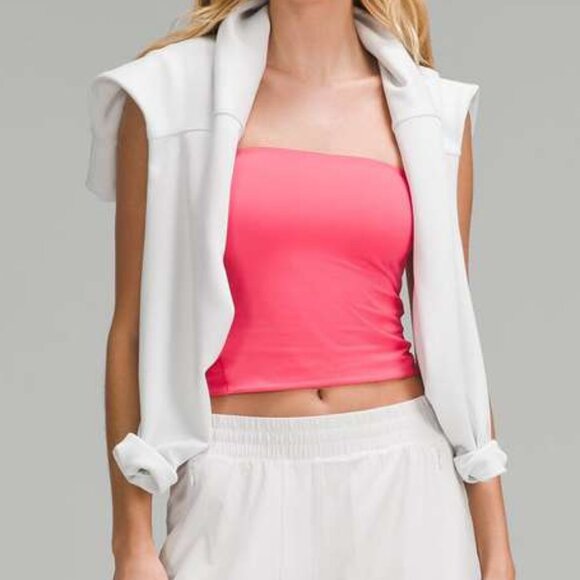 Lululemon Wundermost Ultra-Soft Nulu Tube Top Glaze Pink $48 NEW - Picture 2 of 5